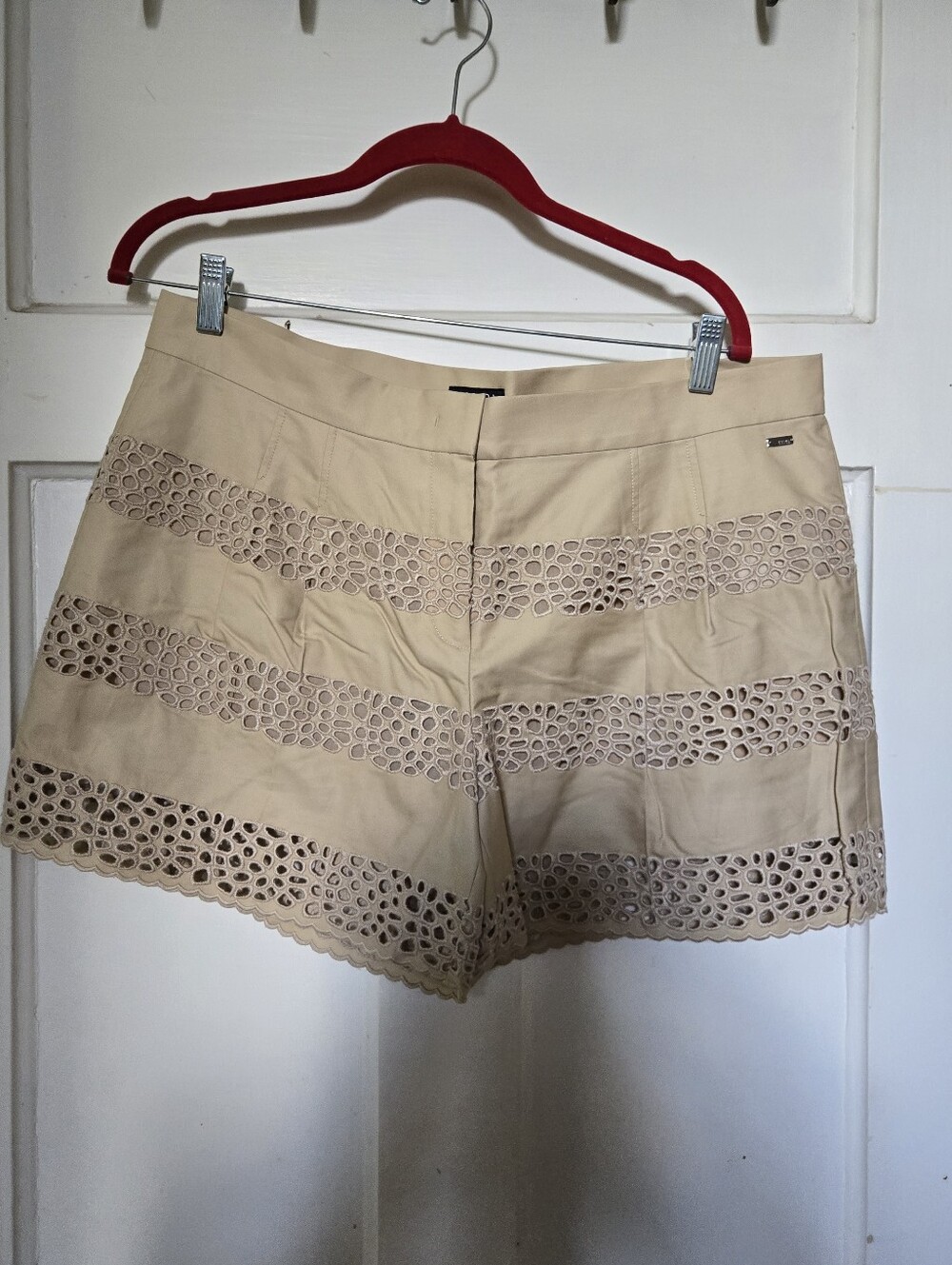 NWT Escada Beige Eyelet-Trim Shorts